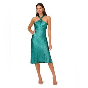 Liv Foster - METALLIC KNIT HALTER DRESS WITH KNOTTED BACK IN JADE - 6